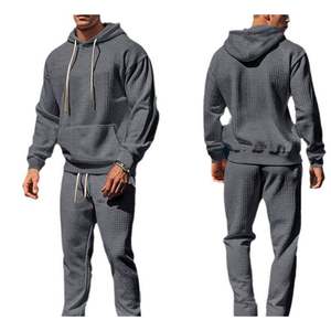 Sudadera con Capucha Personalizada con Logotipo Bordado, Sudadera de Manga Larga con Estilo Waffle para Hombre, Sudadera Informal con Bolsillo Tipo Canguro - Product Image 5