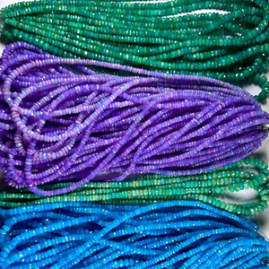 Rondelle d'opale à facettes multicolores naturelles de haute qualité 3-5mm perles de pierres précieuses pour la fabrication de bijoux - Product Image 4