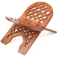 Support de livre Rehal en bois fabriqué à la main support pliable avec incrustation pour recettes bibliques Coran Gita ou lecture de table d'étude