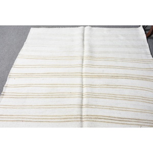 4.2x9.1 ft Turkish Rug, Vintage Area Rug, White <b>Yellow</b> Plants & trees Rug - Product Image 3