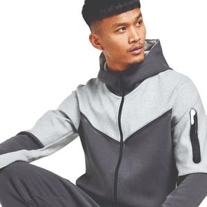 OEM diseño 69% algodón 31% poliéster gris hombres Tech polar chándal con cremallera completa Sudadera con capucha Joggers pantalones de chándal - Product Image 6