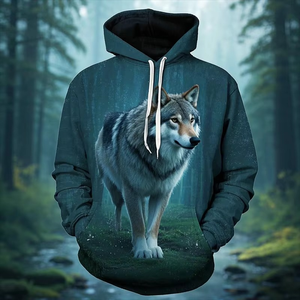 Sweat à capuche homme vintage imprimé 3D loup hauts mode animaux graphiques à manches longues sweat à capuche hommes 2025 surdimensionné Streetwear unisexe hauts - Product Image 2