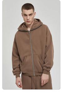 เสื้อฮู้ดซิปโอเวอร์ไซส์สำหรับผู้ชายผ้าคอตตอนปักลายเต็มหน้าหนาและซิปคู่ - Product Image 4