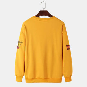 Último diseño sudadera hombres personalizado de alta calidad liso teñido suelto manga larga liso cuello redondo sudadera - Product Image 2