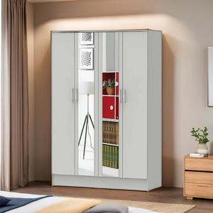 OEM <b>Wooden</b> Bedroom Wardrobe with Hanging Space & Storage Drawers 12_0074 Individual Wardrobe Simple Storage Cabinet - Product Image 1