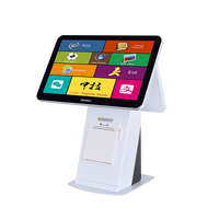 ZHONGJI Nuevo Terminal Punto de Venta Todo en Uno con Doble Pantalla, Sistema de Punto de Venta de Escritorio con Impresora Térmica de Recibos Integrada, Windows