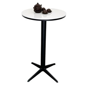 Ensemble de bar contemporain avec table de bar ronde à plateau en pierre et 2 chaises rembourrées en similicuir - Product Image 1