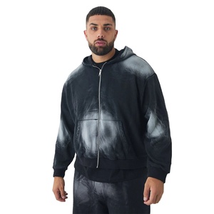 Sudaderas con Capucha Personalizadas de Nuevo Diseño para Hombre, con Cierre, Hombros Caídos, Estilo Desgastado por el Sol, 100% Algodón, Casuales - Product Image 1