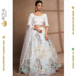 New Exclusive Organza and <b>Net</b> <b>Fabric</b> With Beautifully Designed Sequence Embroidered Work Lehenga Choli Collection - Product Image 6