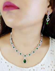 ชุดจี้เพชรแบบอเมริกันสินค้าออกใหม่ชุดงานปาร์ตี้หิน CZ เครื่องประดับอินเดียงานแฮนด์เมดดีไซน์พรีเมี่ยมสินค้าจำนวนมาก - Product Image 1