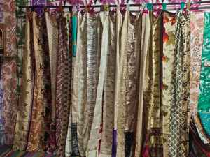 Cortina de bolsillo de varilla Sari de seda de colores surtidos Vintage indio, sombreado de luz completa para tragaluz, decoración del hogar, sala de Estar, comedor - Product Image 3