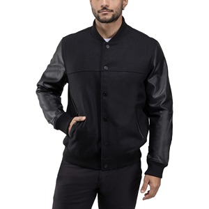 Veste bomber unisexe de haute qualité, personnalisée OEM, en cuir, style rétro, collège, varsity, à manches en cuir, directement de l'usine - Product Image 2