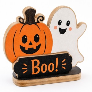 Halloween Table Decorations Pumpkin Ghost Centerpiece Trick or Treat Wooden Table Sign Party Decor for Halloween Party - Product Image 2