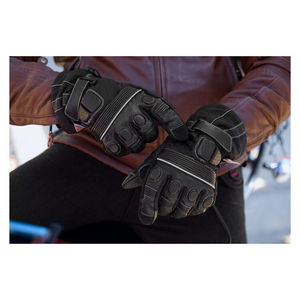 Gants de moto motard Protection complète des doigts Manchette longue Gants Cordura en nylon imperméable en peau de chèvre véritable avec doublure en polaire - Product Image 2