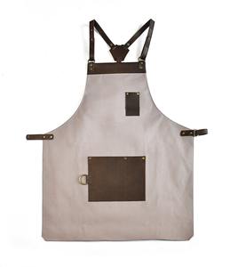 Vintage Style <b>Waxed</b> <b>Canvas</b> Apron with Leather Pockets Multiple Pockets Perfect for Professional & Home Use AAA-0027C - Product Image 2
