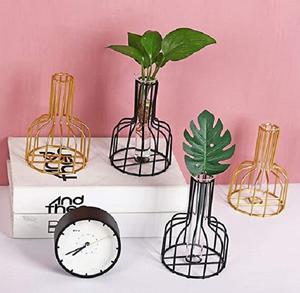 Maceta de Metal con forma de corazón para plantas hidropónicas, jarrones dorados elegantes con cristal para flores y plantas, decoración del hogar - Product Image 6