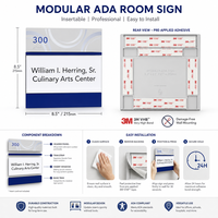 Plaque de porte de bureau en acrylique modulaire et personnalisable APPEAR avec insert en papier, signalisation ADA Braille et fenêtre pour nom