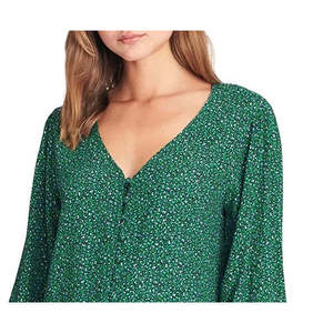 Camicetta in Chiffon e Raso di Seta da Donna, Top Lungo Formale - Verde XL - Primavera/Autunno - Product Image 2