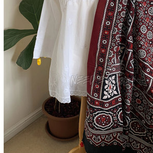 Lightweight Ajrak <b>Scarf</b> with Fine Embroidery Elegant Cotton Wrap Perfect Ajrak <b>Scarf</b> for Gifting - Product Image 2