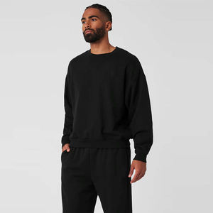 Unisex <b>Black</b> 100% Cotton Fleece Sweatshirt Custom Oversized Pullover Crewneck Tracksuit Warm Winter <b>Jumper</b> for <b>Men</b> Women - Product Image 3