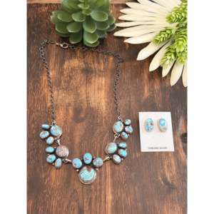 Ensemble de bijoux Lydia Begay, collier en turquoise Golden Hills et argent sterling - Product Image 2