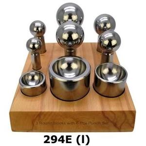 Cupola Punch and Die Set de 6 Jumbo Dapping Punch 3 Round Block Die Side Punch dapping tools - Product Image 2