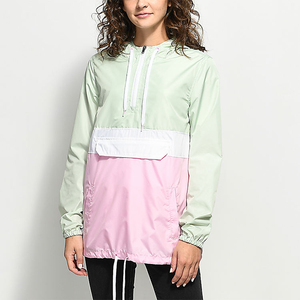 High Quality New Arrival Custom Color Block Hooded <b>Pullover</b> Windbreaker <b>Jacket</b> Women - Product Image 4