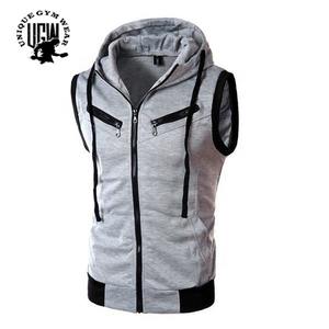 Custom <b>Men's</b> Summer Fitness Pullover <b>Hoodie</b>-<b>Sleeveless</b> Fleece Polyester/Cotton Quick Dry Breathable Gym Workout Wear - Product Image 3