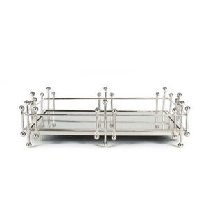 Handmade New Classic Fancy Decorative Metal <b>Tray</b> With <b>Glass</b> Rectangular Silver Mirrored Storage Platter For Gifting Wholesale - Product Image 1