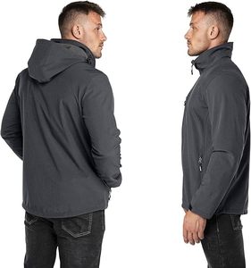 Veste Softshell 100% Polyester Personnalisée Homme Haute Qualité Hiver Chaude Confortable Capuche Debout Imperméable Coupe-Vent Toile - Product Image 5