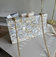 Tas Selempang Wanita Buatan Tangan dari Mutiara dengan Detail Kerang Laut Bohemian Vintage, Tahan Air, untuk Acara Khusus