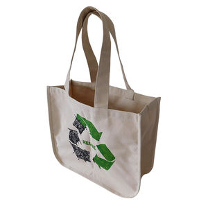 Bolsa de compras de algodón ecológica para mujer, gran logotipo personalizado, aplicación Universal, bolsa de lona para llevar comestibles - Product Image 3