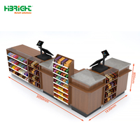 Comptoir de caisse en métal durable de la marque HBE pour supermarché |   Conception sans ceinture |   Table de caisse en fer personnalisable |   600x600x850mm 1