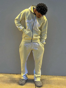 Sweats à capuche personnalisés en coton épais y2k avec impression graphique bouffante sweats à capuche avec fermeture éclair complète brodée de haute qualité mode streetwear pour hommes - Product Image 3
