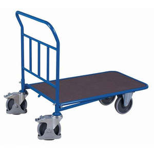 Variofit C+ Industrial <b>Trolley</b> with 500 kg Loading <b>Platform</b> Four and Three-Wheel Rubber Tyres Silkscreen Plate Display - Product Image 1