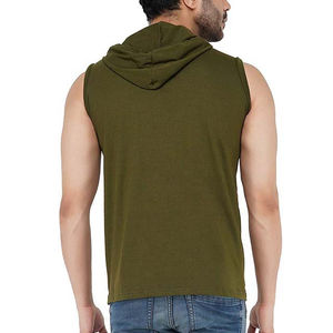 Men's Winter Workout <b>Sleeveless</b> Fleece <b>Hoodie</b>-Lightweight Breathable Embroidered Customized Colors Logo Oversized Fit Gym - Product Image 6