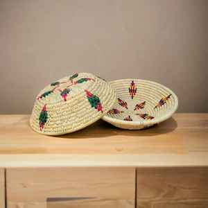 Joli panier en osier d'herbe de lune naturelle écologique fait à la main de haute qualité créative ensemble de 2 paniers pour fruits et légumes - Product Image 4