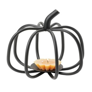 Porte-bougie en fil métallique sculptural moderne minimaliste, citrouille, lanterne Jack O Lantern, support pour bougie chauffe-plat, décoration d'Halloween, décoration d'automne pour table. - Product Image 1