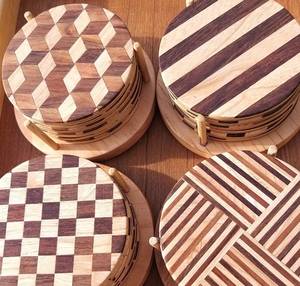 Handmade Classic Design Eco-Friendly Natural Wooden Coaster Set for Dining <b>Tables</b> and <b>Bars</b> for Gift Giving - Product Image 3