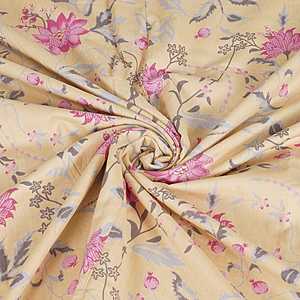 Lit double en coton imprimé floral beige 240 TC Dohar SHKR1026 Couette - Product Image 4