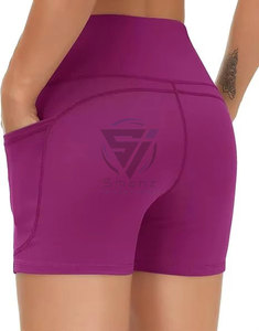Vente chaude sans couture en forme de V taille Yoga Shorts respirant bout à bout femmes vêtements de sport été haute élastique personnalisé Yoga Shorts - Product Image 2