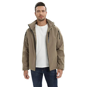 Chaqueta Softshell a prueba de viento de lona impermeable con capucha personalizada para hombres Senderismo Tallas grandes con opciones de logotipo frontal - Product Image 2