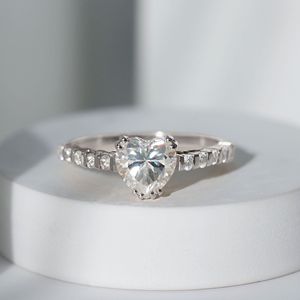 Heart Shape Moissanite <b>Solitaire</b> Engagement <b>Ring</b>, Moissanite 8 MM Heart Shape <b>Ring</b> for Women, 925 Sterling <b>Silver</b> - Product Image 3