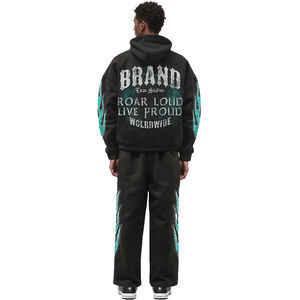 Survêtement d'hiver de haute qualité pour hommes, jogging évasé délavé à l'acide imprimé de logo personnalisé, pull-over surdimensionné, pantalon de survêtement respirant - Product Image 1