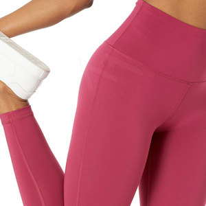 Leggings pour femmes à taille haute, couleur unie, en spandex/polyester, avec logo personnalisé, fermeture à cordon sans couture, séchage rapide, respirant, OEM - Product Image 5