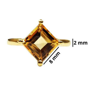 Bague en argent sterling 925 plaqué or Citrine pierre précieuse tenue quotidienne breloque forme carrée bague unisexe - Product Image 2