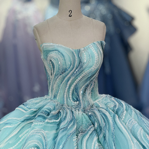 8508 Gorgeous Turquoise Strapless Beading Ball Gown Sweet 16 Girls Quinceanera Dress - Product Image 5