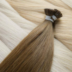 Más vendidos 100% Extensiones de cabello Remy de calidad superior Onda natural recta Cutícula completa Queratina de punta plana en colores Premium - Product Image 2