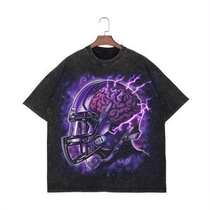 Camisetas personalizadas de calle Vintage para hombre, 100% de algodón, manga regular de gran tamaño, estampado sólido, estambre, respetuoso con el medio ambiente, secado rápido - Product Image 1