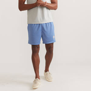 Pantalones cortos de gimnasio de malla de poliéster de alta calidad para hombre, estilo veraniego, Lino clásico con patrón sólido en colores naturales - Product Image 1